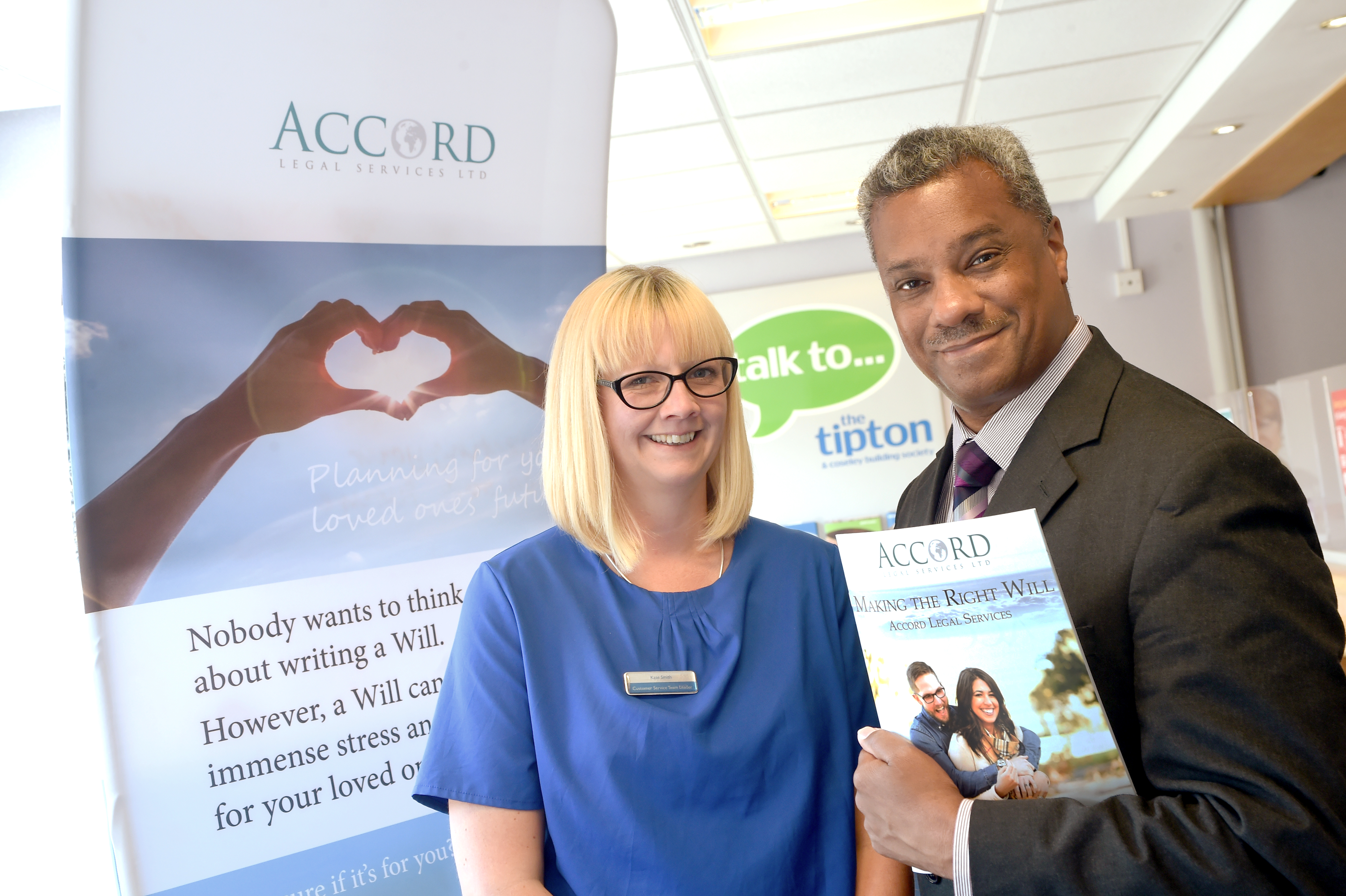 Kate Smith, Customer Service Team Leader, Tipton & Coseley Building Society with Derek Dickson, Managing Consultant, Accord Legal Services