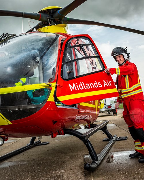 midlands air ambulance helicopter and crew member